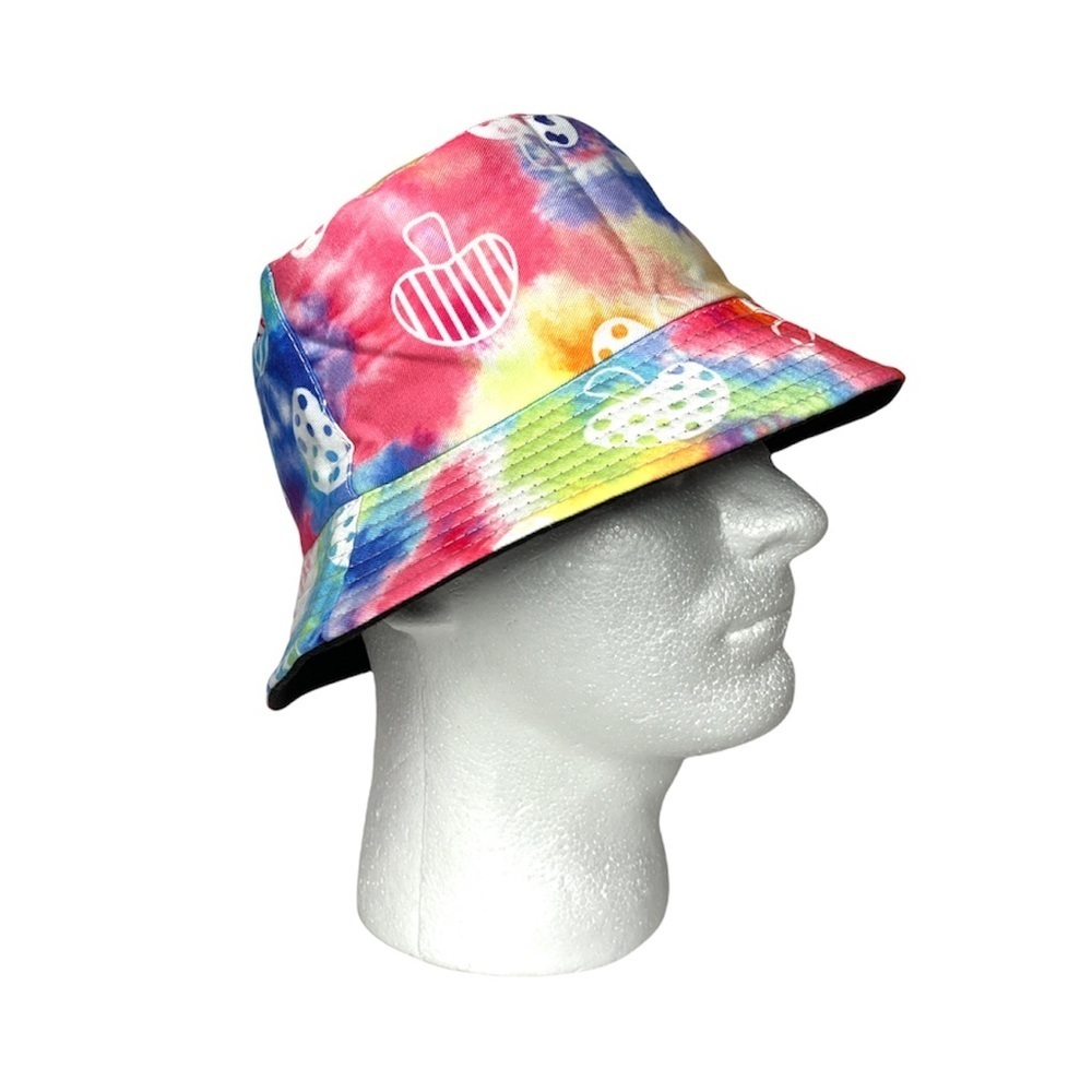 Tie Dyed Mushroom Reversible Unisex Bucket Hat Fishing‎ Bucket Hat  Black Inside